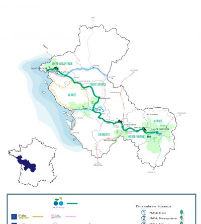carte de la vélideale itinéraire cyclopositif de la Creuse à Saint Nazaire